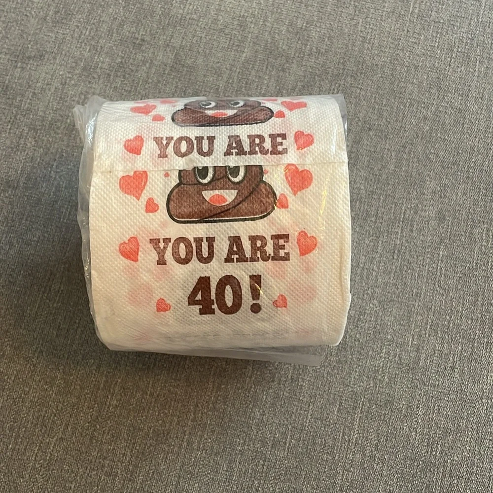 Funny 40th Birthday Toilet Paper - White and Red - Gag Gift Prank